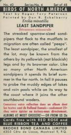 1962 Brooke Bond (Red Rose Tea) Birds of North America #40 Least Sandpiper Back