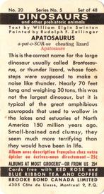 1963 Brooke Bond (Red Rose Tea) Dinosaurs #20 Apatosaurus Back
