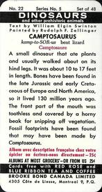 1963 Brooke Bond (Red Rose Tea) Dinosaurs #22 Camptosaurus Back
