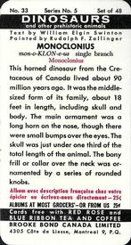 1963 Brooke Bond (Red Rose Tea) Dinosaurs #33 Monoclonius Back