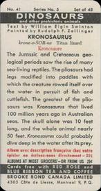 1963 Brooke Bond (Red Rose Tea) Dinosaurs #41 Kronosaurus Back