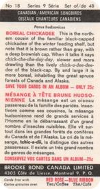 1966 Brooke Bond (Red Rose Tea) Canadian / American Songbirds (Canadian Black Backs) #18 Boreal Chickadee Back