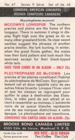 1966 Brooke Bond (Red Rose Tea) Canadian / American Songbirds (Canadian Black Backs) #47 McCown's Longspur Back