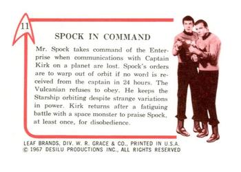1967 Leaf Star Trek #11 Spock in Command (seated at helm) Back