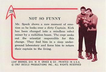 1967 Leaf Star Trek #29 Not So Funny Back