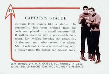 1967 Leaf Star Trek #47 Captain's Statue Back