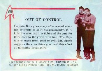 1967 Leaf Star Trek #69 Out of Control Back