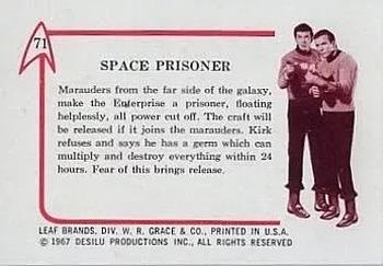 1967 Leaf Star Trek #71 Space Prisoner Back