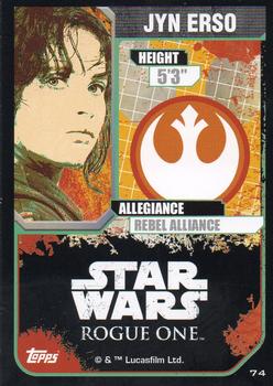 2016 Topps Star Wars Rogue One (UK Version) #74 Jyn Erso Back