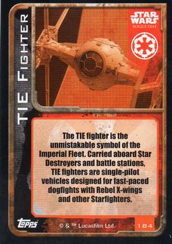2016 Topps Star Wars Rogue One (UK Version) #184 TIE Fighter Back