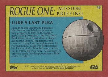 2016 Topps Star Wars Rogue One: Mission Briefing - Death Star Black #49 Luke's last plea Back