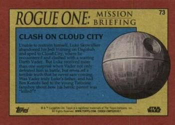 2016 Topps Star Wars Rogue One: Mission Briefing - Death Star Black #73 Clash on Cloud City Back