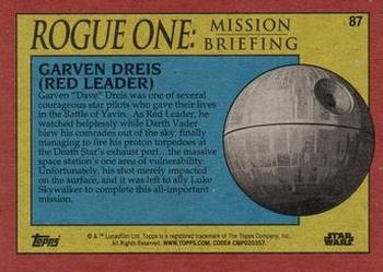 2016 Topps Star Wars Rogue One: Mission Briefing - Death Star Black #87 Garven Dreis (Red Leader) Back