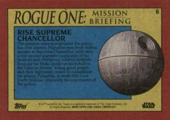 2016 Topps Star Wars Rogue One: Mission Briefing - Green #6 Rise Supreme Chancellor Back