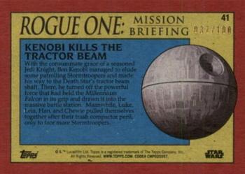 2016 Topps Star Wars Rogue One: Mission Briefing - Gray #41 Kenobi kills the tractor beam Back