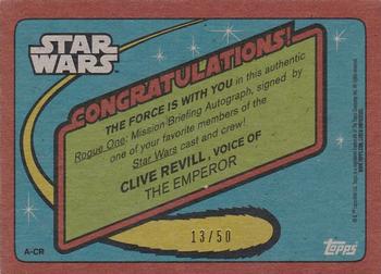 2016 Topps Star Wars Rogue One: Mission Briefing - Autographs Death Star #NNO Clive Revill Back