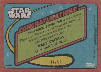 2016 Topps Star Wars Rogue One: Mission Briefing - Autographs Death Star #NNO Mary Oyaya Back