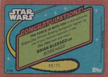 2016 Topps Star Wars Rogue One: Mission Briefing - Autographs Blue #NNO Brian Blessed Back