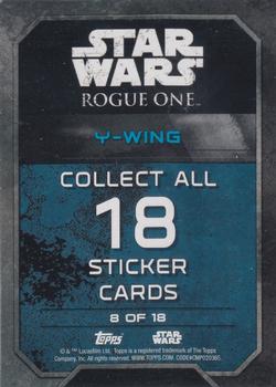 2016 Topps Star Wars Rogue One: Mission Briefing - Character/Vehicle Stickers #8 Y-Wing Back