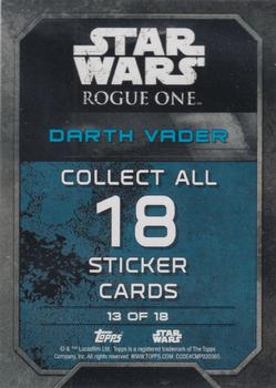 2016 Topps Star Wars Rogue One: Mission Briefing - Character/Vehicle Stickers #13 Darth Vader Back