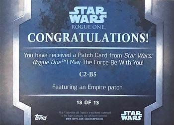 2016 Topps Star Wars Rogue One: Mission Briefing - Commemorative Patches #13 C2-B5 Back