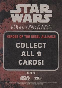 2016 Topps Star Wars Rogue One: Mission Briefing - Heroes of The Rebel Alliance #8 General Madine Back