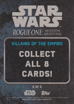 2016 Topps Star Wars Rogue One: Mission Briefing - Villains of The Galactic Empire #6 Admiral Piett Back