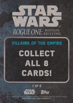 2016 Topps Star Wars Rogue One: Mission Briefing - Villains of The Galactic Empire #7 Admiral Ozzel Back