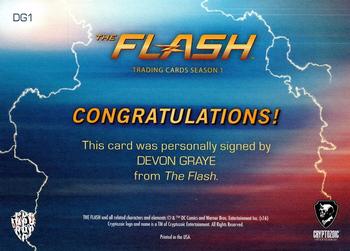2016 Cryptozoic The Flash Season 1 - Autographs #DG1 Devon Graye Back
