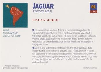 1992 Mundus Amicus Endangered Animals #1 Jaguar Back