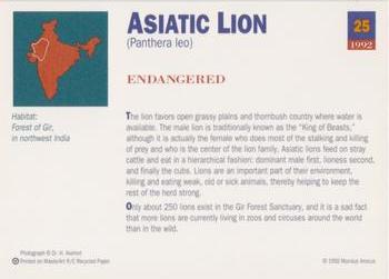 1992 Mundus Amicus Endangered Animals #25 Asiatic Lion Back