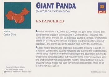 1992 Mundus Amicus Endangered Animals #33 Giant Panda Back