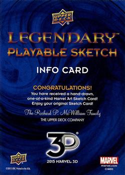2015 Upper Deck Marvel 3D - Legendary Playable Sketches #NNO Legendary Playable Sketch Info Card Front