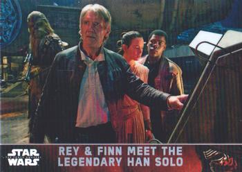 2016 Topps Chrome Star Wars The Force Awakens - Refractor #42 Rey & Finn Meet The Legendary Han Solo Front