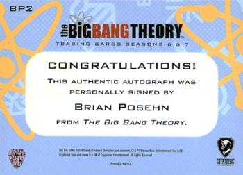 2016 Cryptozoic The Big Bang Theory Seasons 6 & 7 - Autographs #BP2 Brian Posehn Back