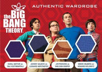 2016 Cryptozoic The Big Bang Theory Seasons 6 & 7 - Quad Authentic Wardrobe #4W Kunal Nayyar / Johnny Galecki / Jim Parsons / Simon Helberg Front