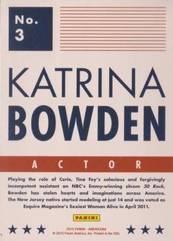 2015 Panini Americana - Blue #3 Katrina Bowden Back