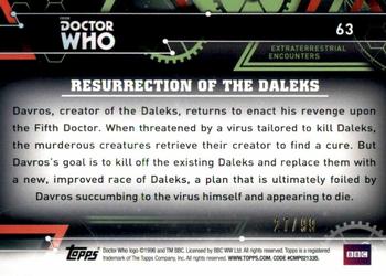 2016 Topps Doctor Who Extraterrestrial Encounters - Blue #63 Resurrection of the Daleks Back