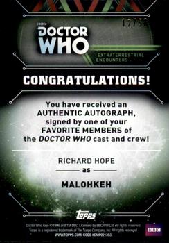 2016 Topps Doctor Who Extraterrestrial Encounters - Autographs #NNO Richard Hope Back
