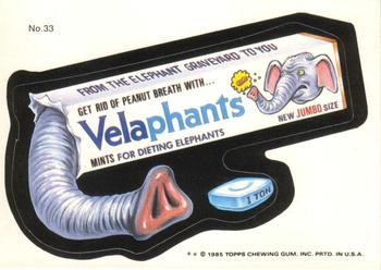 1985 Topps Wacky Packages #33 Velaphants Front