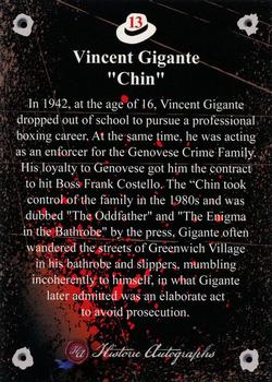 2016 Historic Autographs The Mob #13 Vincent Gigante Back