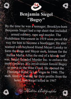 2016 Historic Autographs The Mob #54 Benjamin Siegel Back