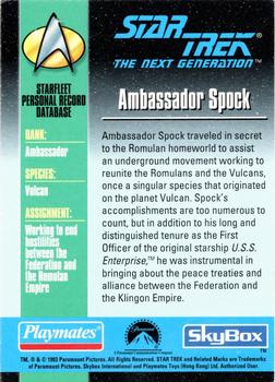 1993 SkyBox/Playmates Star Trek: The Next Generation #NNO Ambassador Spock Back