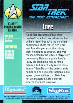 1993 SkyBox/Playmates Star Trek: The Next Generation #NNO Lore Back