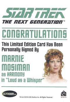 2016 Rittenhouse Star Trek: The Next Generation Portfolio Prints Series Two - Autographs (Classic Design) #NNO Marnie Mosiman Back