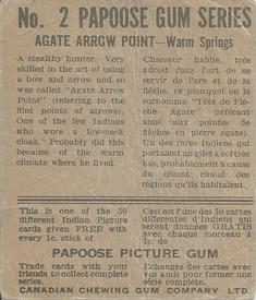 1934 Papoose Gum Indians (V254) #2 Agate Arrow Point Back