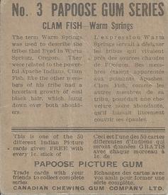 1934 Papoose Gum Indians (V254) #3 Clam Fish Back