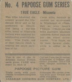 1934 Papoose Gum Indians (V254) #4 True Eagle Back
