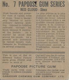 1934 Papoose Gum Indians (V254) #7 Red Cloud Back