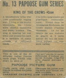 1934 Papoose Gum Indians (V254) #13 King Of The Crows Back